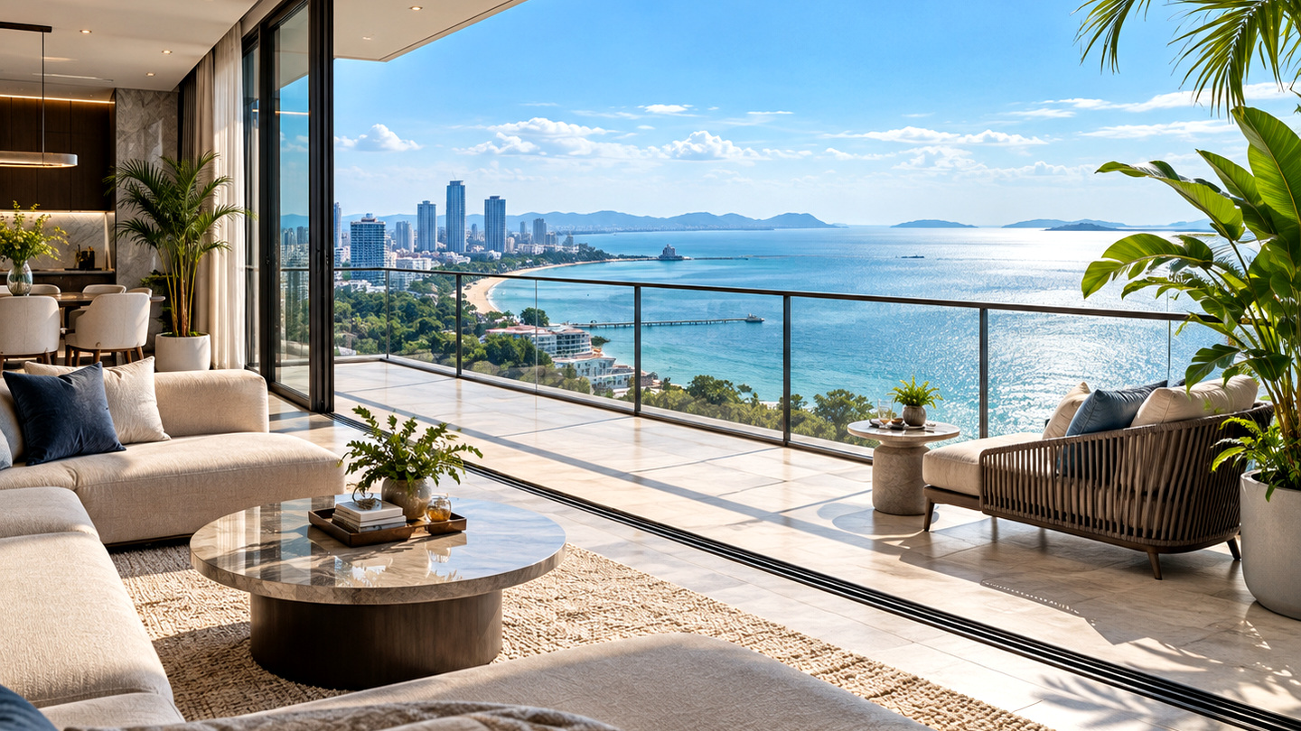 Sihanouk Seaview Condo balcony overlooking the coast